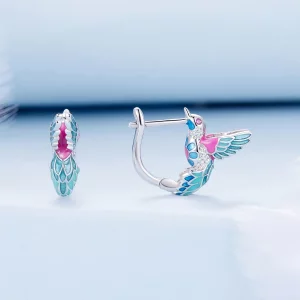 Pandora Style Królewski Koliber Kolczyki Hoop - BSE899