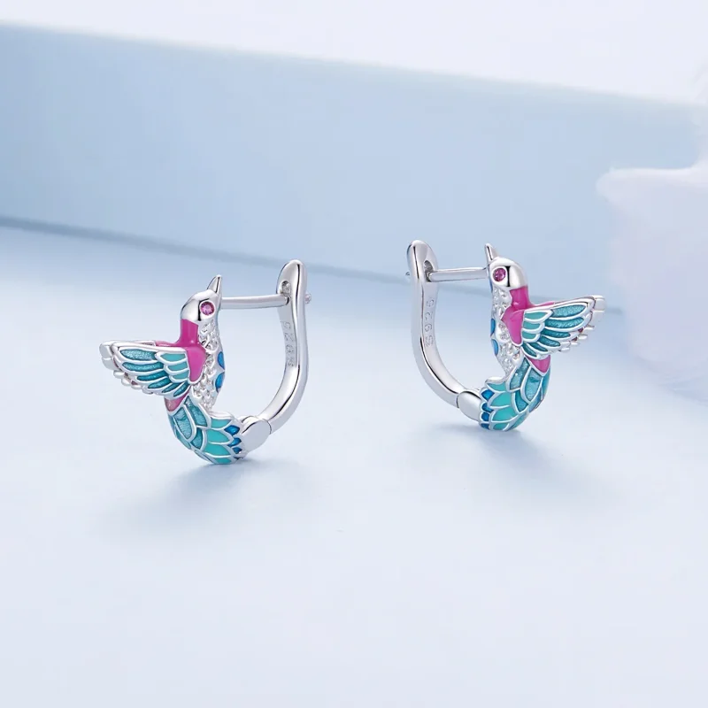 (zdjęcie do) Pandora Style Królewski Koliber Kolczyki Hoop - BSE899 - Wyświetl 3