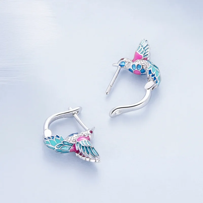 (zdjęcie do) Pandora Style Królewski Koliber Kolczyki Hoop - BSE899 - Wyświetl 4