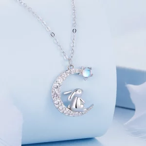 Pandora Style Księżycowy Naszyjnik Z Królikiem - BSN302