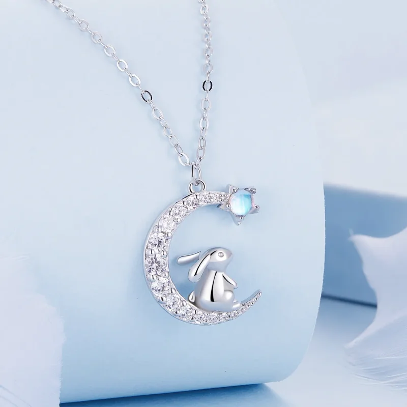 (zdjęcie do) Pandora Style Księżycowy Naszyjnik Z Królikiem - BSN302 - Wyświetl 2