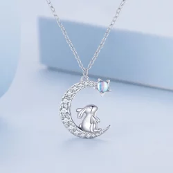 Pandora Style Księżycowy Naszyjnik Z Królikiem - BSN302
