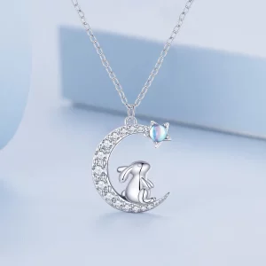 Pandora Style Księżycowy Naszyjnik Z Królikiem - BSN302