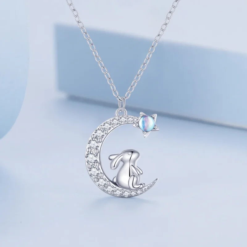 (zdjęcie do) Pandora Style Księżycowy Naszyjnik Z Królikiem - BSN302 - Wyświetl 3