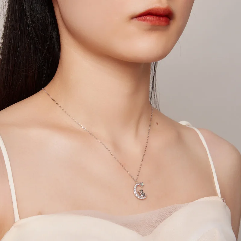 (zdjęcie do) Pandora Style Księżycowy Naszyjnik Z Królikiem - BSN302 - Wyświetl 6