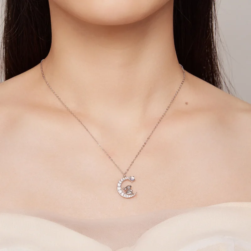 (zdjęcie do) Pandora Style Księżycowy Naszyjnik Z Królikiem - BSN302 - Wyświetl 8