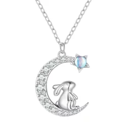 Pandora Style Księżycowy Naszyjnik Z Królikiem - BSN302