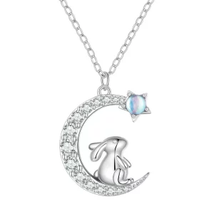 Pandora Style Księżycowy Naszyjnik Z Królikiem - BSN302