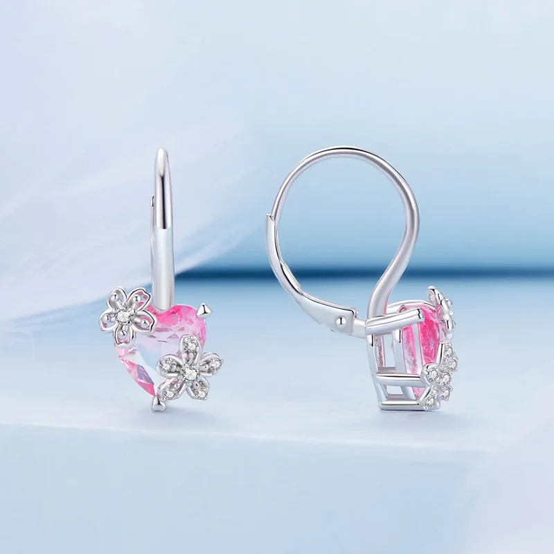 (zdjęcie do) Pandora Style Kwiat Wiśniowy Kolczyki Wieszaki - BSE866 - Wyświetl 2