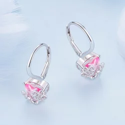 Pandora Style Kwiat Wiśniowy Kolczyki Wieszaki - BSE866