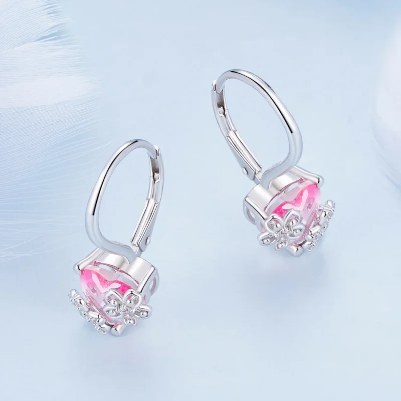 (zdjęcie do) Pandora Style Kwiat Wiśniowy Kolczyki Wieszaki - BSE866 - Wyświetl 3