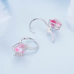 Pandora Style Kwiat Wiśniowy Kolczyki Wieszaki - BSE866