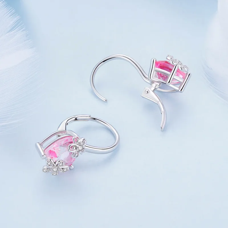 (zdjęcie do) Pandora Style Kwiat Wiśniowy Kolczyki Wieszaki - BSE866 - Wyświetl 4