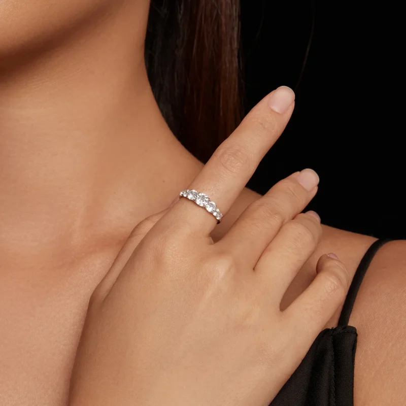 (zdjęcie do) Pandora Style Lśniący Pierścionek z Moissanite (Jeden Certyfikat) - MSR037 - Wyświetl 4