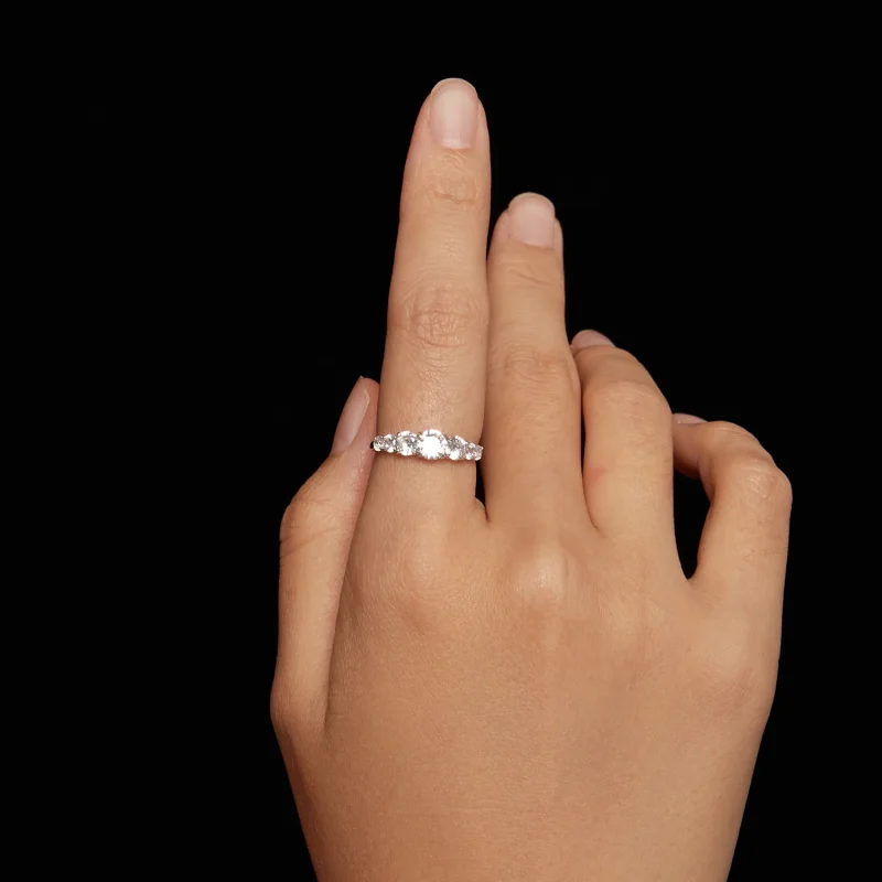 (zdjęcie do) Pandora Style Lśniący Pierścionek z Moissanite (Jeden Certyfikat) - MSR037 - Wyświetl 5