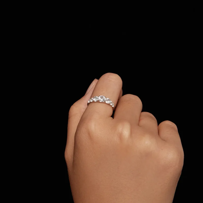 (zdjęcie do) Pandora Style Lśniący Pierścionek z Moissanite (Jeden Certyfikat) - MSR037 - Wyświetl 6