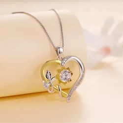 Pandora Style Love Moissanite Necklace (Jeden certyfikat) - MSN012