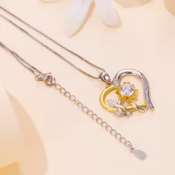 Pandora Style Love Moissanite Necklace (Jeden certyfikat) - MSN012
