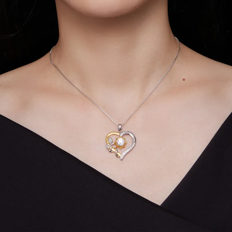 (zdjęcie do) Pandora Style Love Moissanite Necklace (Jeden certyfikat) - MSN012 - Wyświetl 6