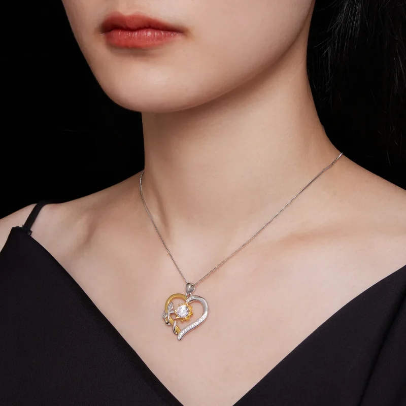 (zdjęcie do) Pandora Style Love Moissanite Necklace (Jeden certyfikat) - MSN012 - Wyświetl 7