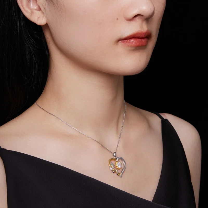 (zdjęcie do) Pandora Style Love Moissanite Necklace (Jeden certyfikat) - MSN012 - Wyświetl 8