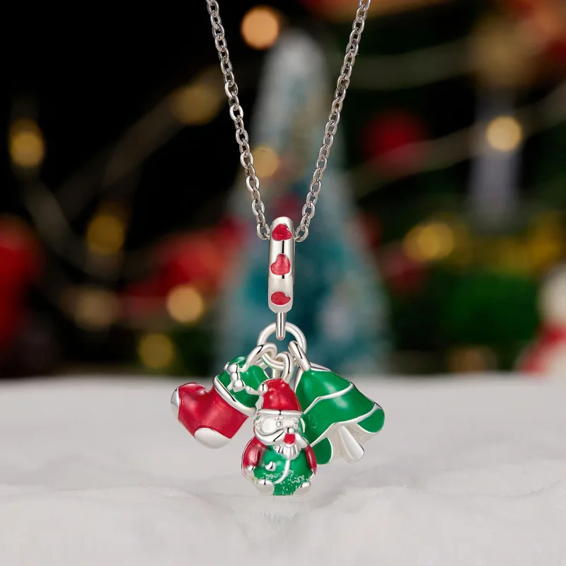 (zdjęcie do) Pandora Style Luminous Christmas tree, Santa Claus and socks Dangle - SCC2647 - Wyświetl 2