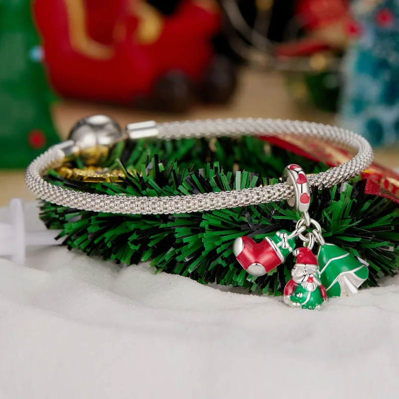 (zdjęcie do) Pandora Style Luminous Christmas tree, Santa Claus and socks Dangle - SCC2647 - Wyświetl 3