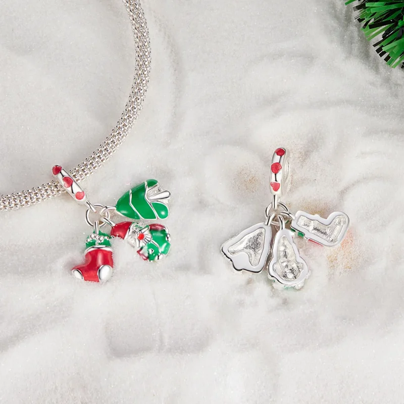(zdjęcie do) Pandora Style Luminous Christmas tree, Santa Claus and socks Dangle - SCC2647 - Wyświetl 4