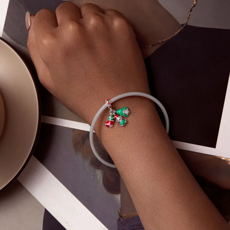 (zdjęcie do) Pandora Style Luminous Christmas tree, Santa Claus and socks Dangle - SCC2647 - Wyświetl 5