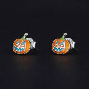 Pandora Style Luminouszna Dynia Personalizowane Kolczyki Sztyfty - SCE1640