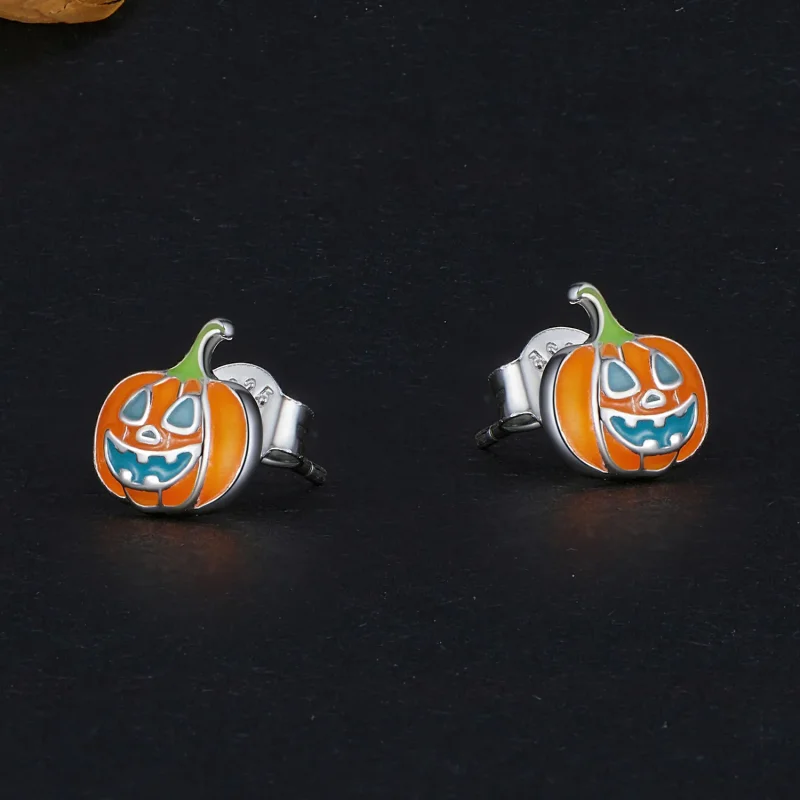 (zdjęcie do) Pandora Style Luminouszna Dynia Personalizowane Kolczyki Sztyfty - SCE1640 - Wyświetl 3