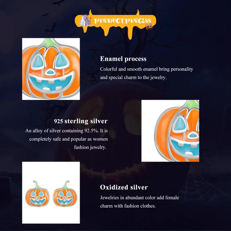(zdjęcie do) Pandora Style Luminouszna Dynia Personalizowane Kolczyki Sztyfty - SCE1640 - Wyświetl 8