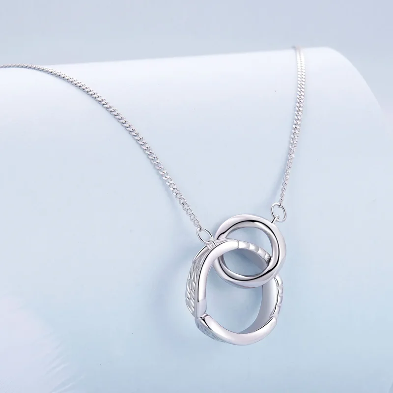 (zdjęcie do) Pandora Style Mobius Double Ring Necklace - BSN362 - Wyświetl 3