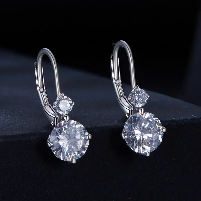 (zdjęcie do) Pandora Style Moissanite Kolczyki obwódka (Dwa certyfikaty) - MSE031 - Wyświetl 2