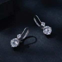 Pandora Style Moissanite Kolczyki obwódka (Dwa certyfikaty) - MSE031