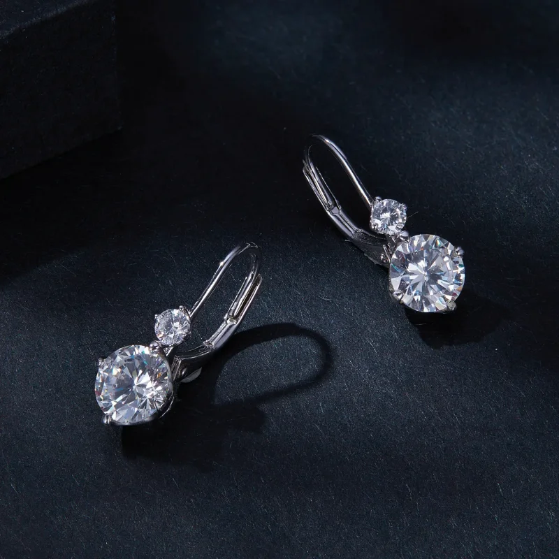 (zdjęcie do) Pandora Style Moissanite Kolczyki obwódka (Dwa certyfikaty) - MSE031 - Wyświetl 3