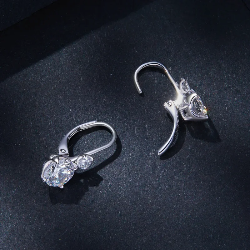 (zdjęcie do) Pandora Style Moissanite Kolczyki obwódka (Dwa certyfikaty) - MSE031 - Wyświetl 4