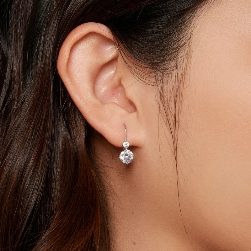 (zdjęcie do) Pandora Style Moissanite Kolczyki obwódka (Dwa certyfikaty) - MSE031 - Wyświetl 6