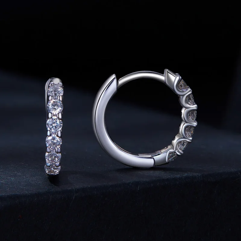 (zdjęcie do) Pandora Style Moissanite Kolczyki w kształcie obręczy - MSE029 - Wyświetl 2