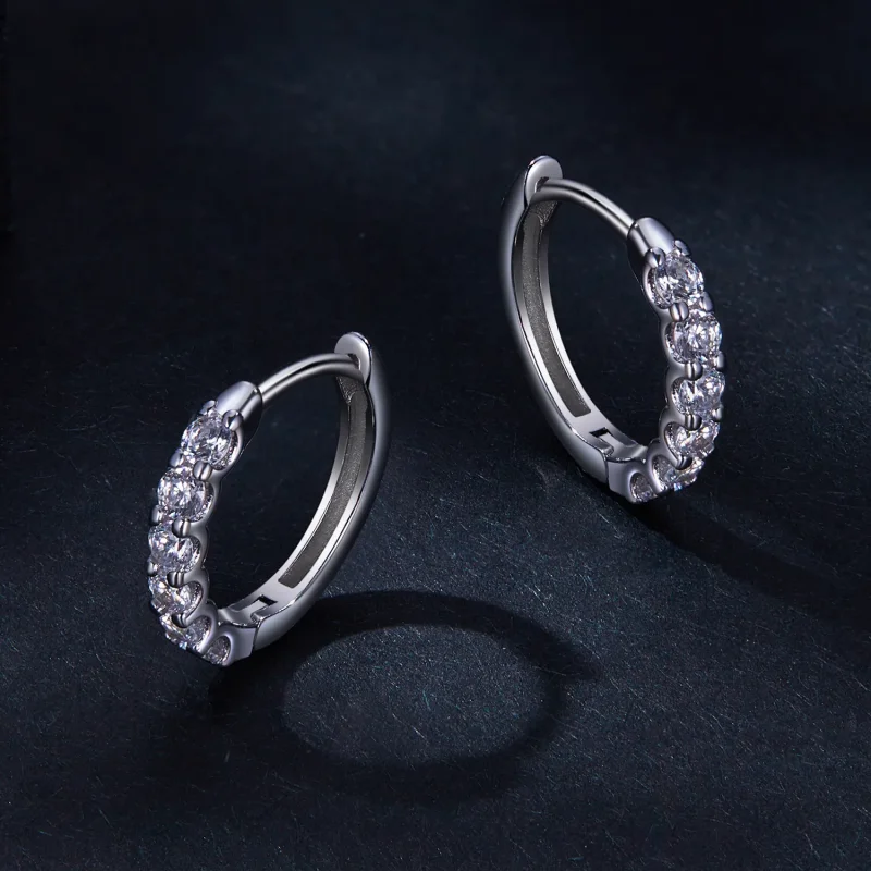 (zdjęcie do) Pandora Style Moissanite Kolczyki w kształcie obręczy - MSE029 - Wyświetl 3