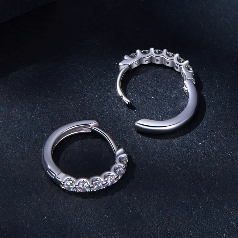 (zdjęcie do) Pandora Style Moissanite Kolczyki w kształcie obręczy - MSE029 - Wyświetl 4
