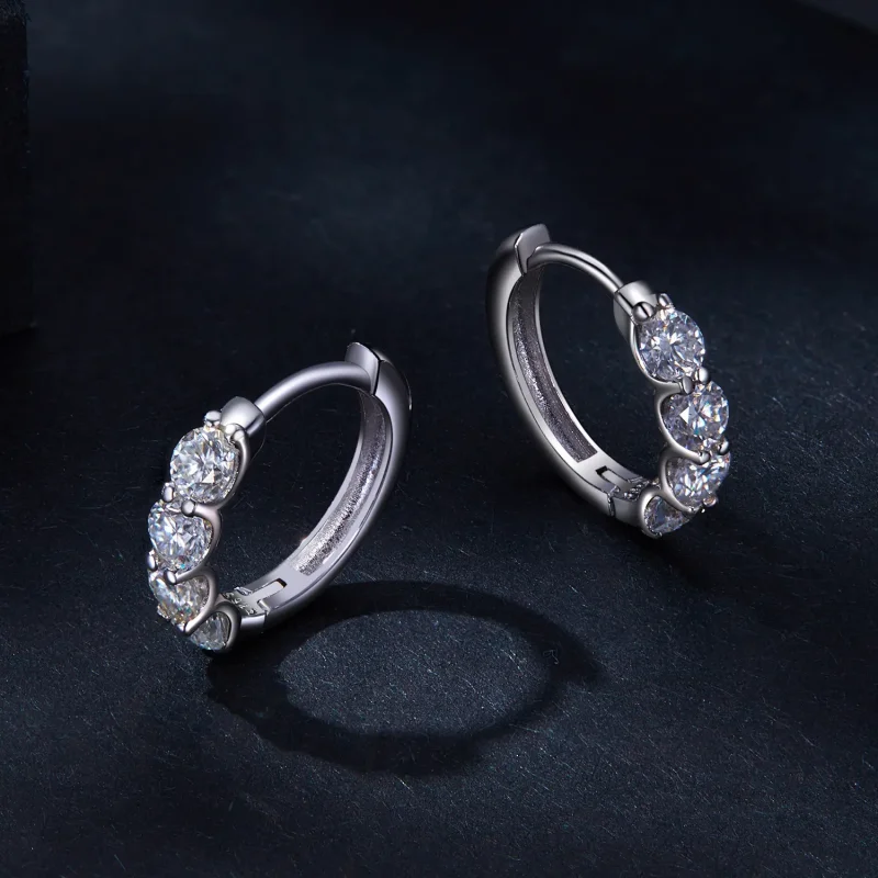 (zdjęcie do) Pandora Style Moissanite Kolczyki Wieszaki - MSE030 - Wyświetl 3
