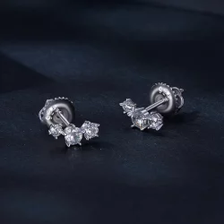 Pandora Style Moissanite Studs Earrings (Jeden certyfikat) - MSE034