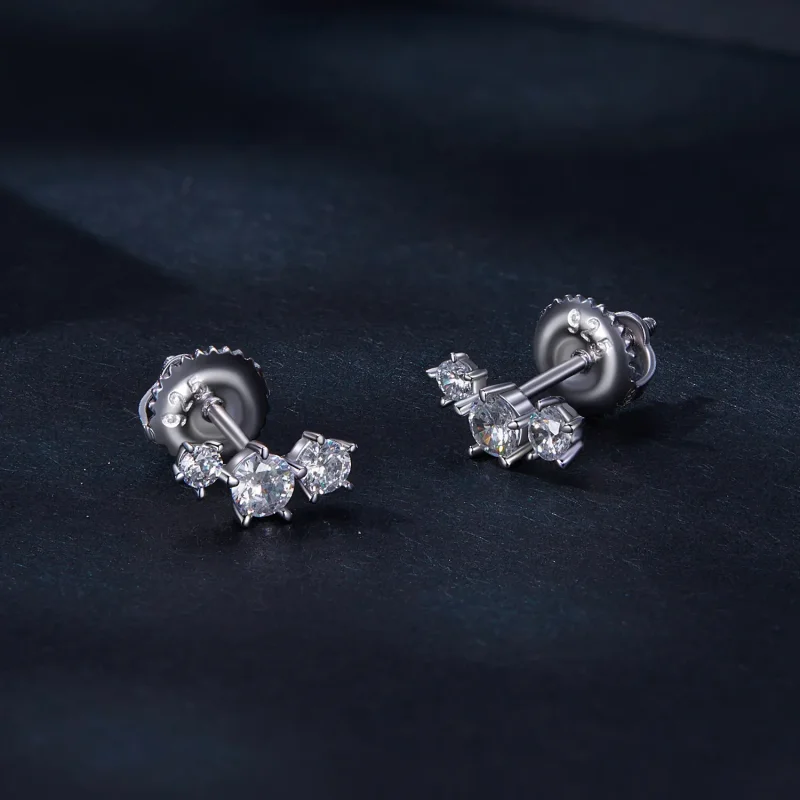 (zdjęcie do) Pandora Style Moissanite Studs Earrings (Jeden certyfikat) - MSE034 - Wyświetl 2