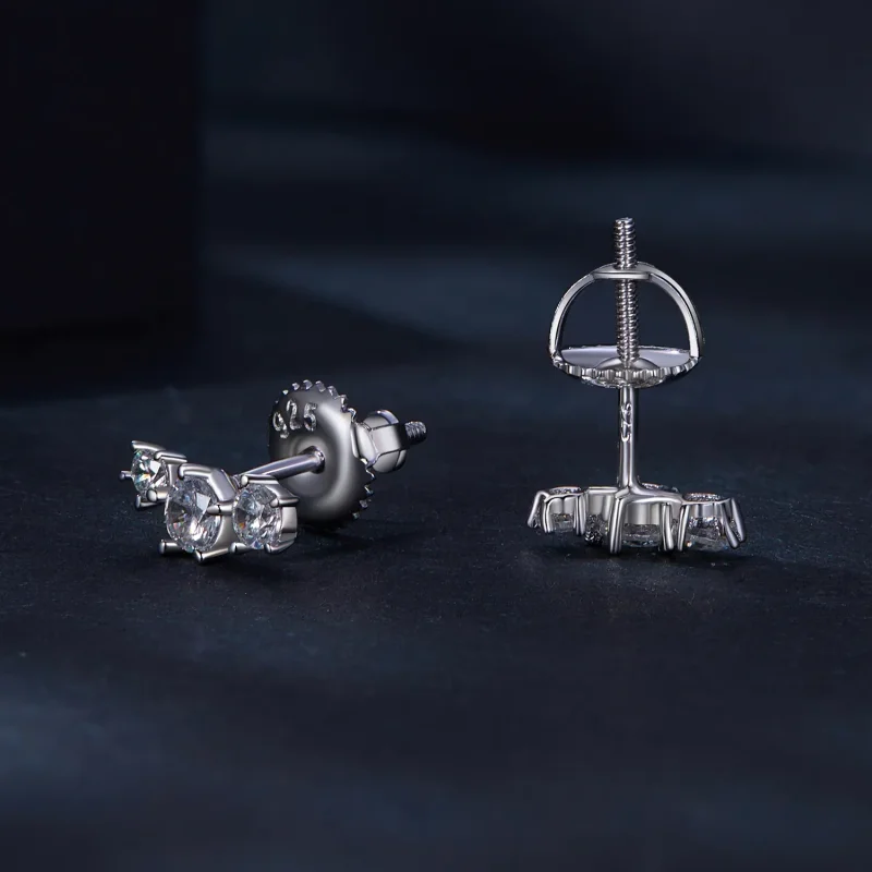 (zdjęcie do) Pandora Style Moissanite Studs Earrings (Jeden certyfikat) - MSE034 - Wyświetl 4