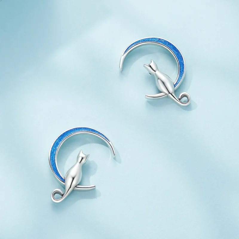 (zdjęcie do) Pandora Style Moon Cat Studs Kolczyki - SCE1609 - Wyświetl 3