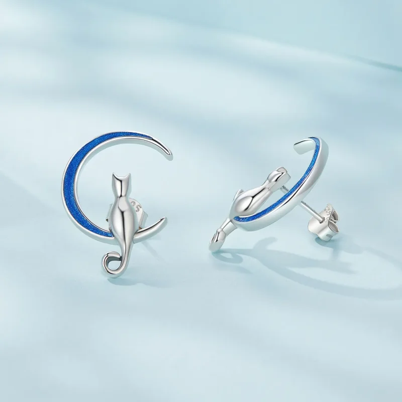 (zdjęcie do) Pandora Style Moon Cat Studs Kolczyki - SCE1609 - Wyświetl 4