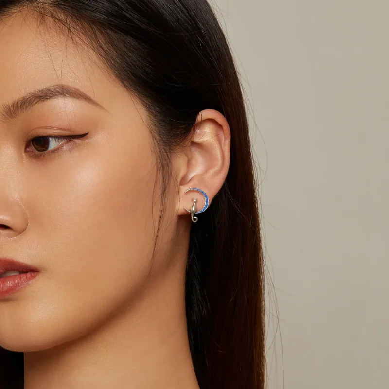 (zdjęcie do) Pandora Style Moon Cat Studs Kolczyki - SCE1609 - Wyświetl 6