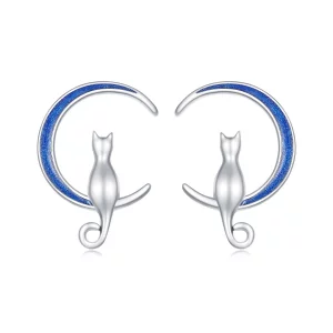 Pandora Style Moon Cat Studs Kolczyki - SCE1609