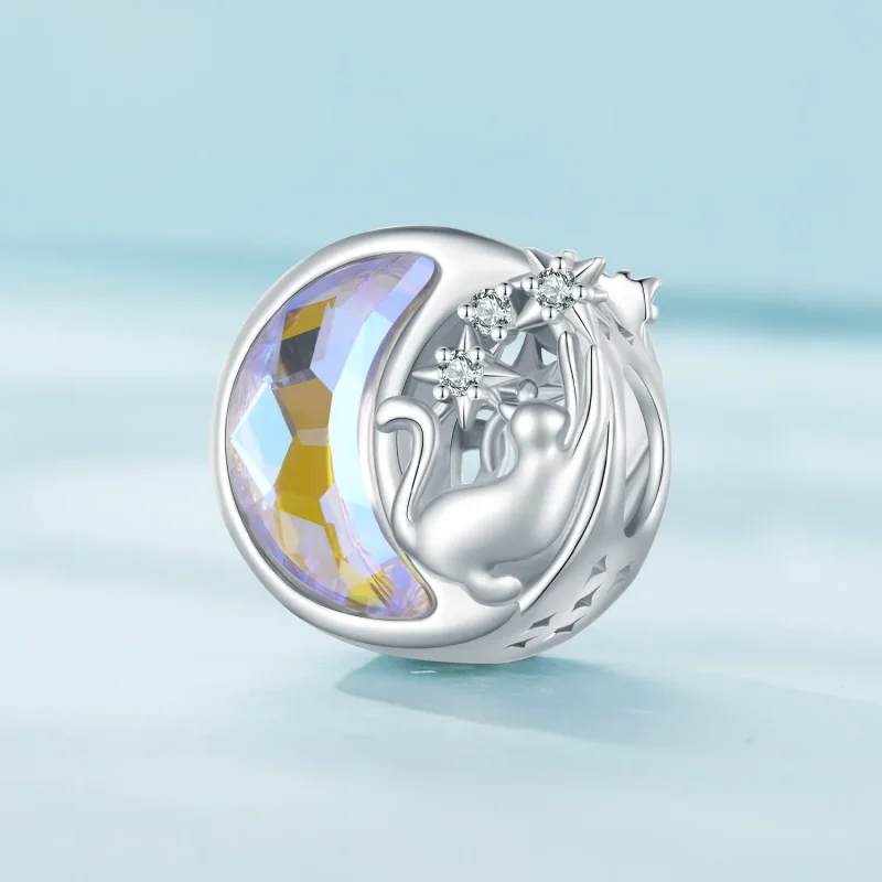 (zdjęcie do) Pandora Style Moonlight Cat Charm to uroczy charm z motywem kota w świetle księż - Wyświetl 2